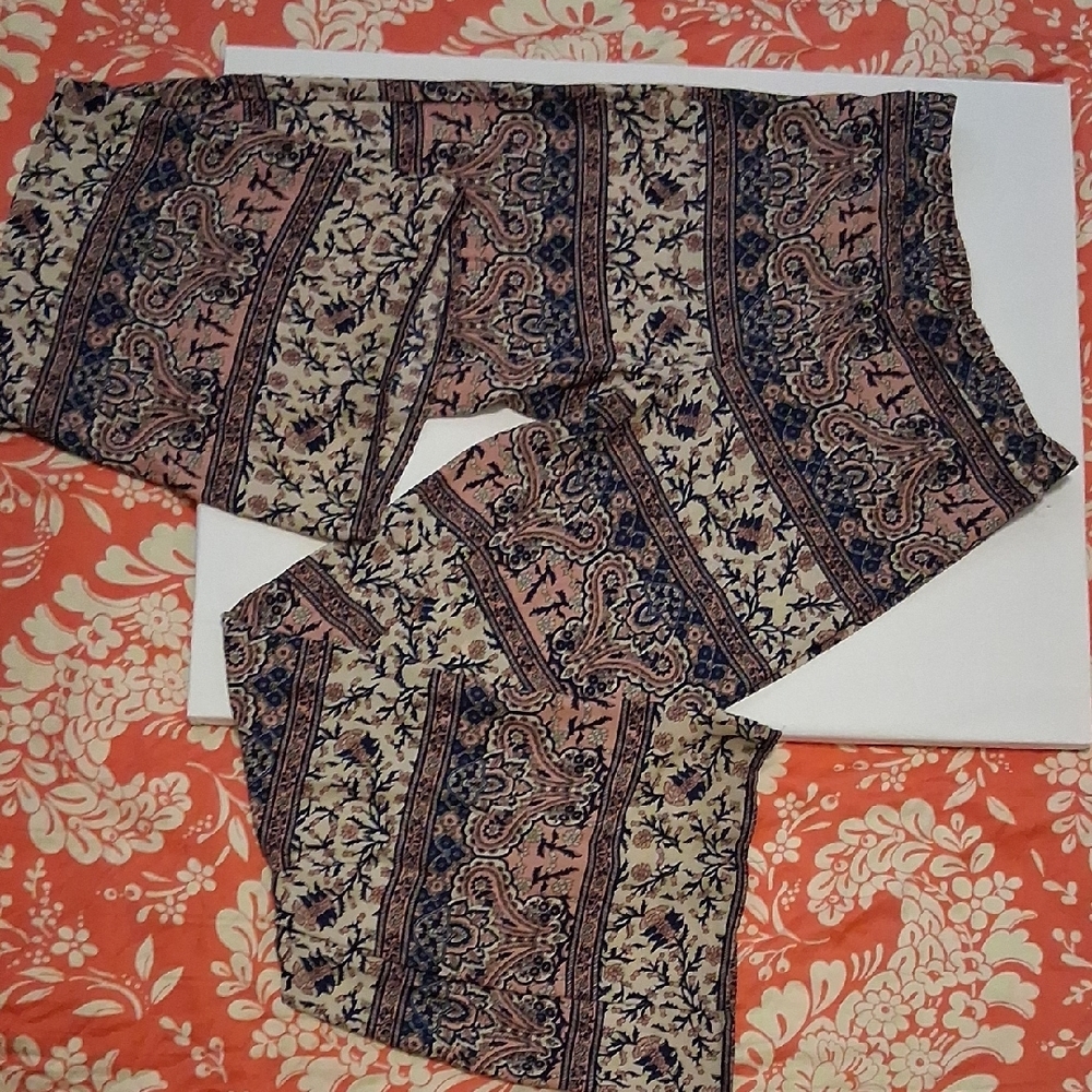 Charlotte Russe Pink and Blue Paisley Pants
